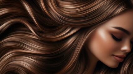 Naklejka premium Luxurious Long Brown Hair CloseUp
