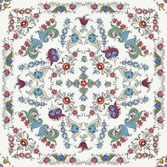 Naklejka premium Rosemaling tile, traditional Norwegian decorative pattern. Vector illustration