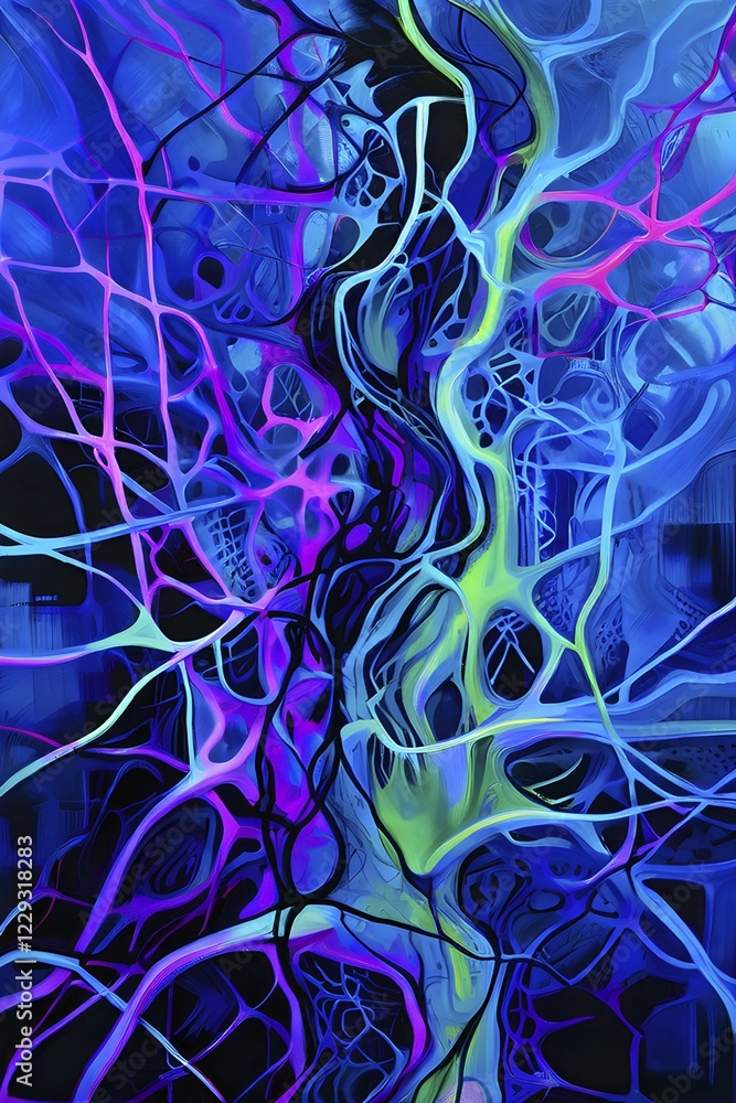 Aufkleber abstract representation of neural networks modeled after the human brain with intricate web-like pat