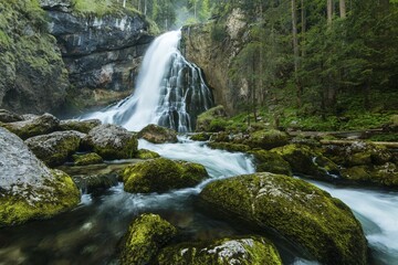 Golling Waterfall, Golling, Tennengau, Salzburg, Austria, Europe