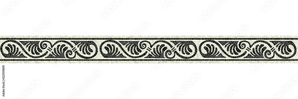Poster horizontal border mosaic tiles, vector pattern