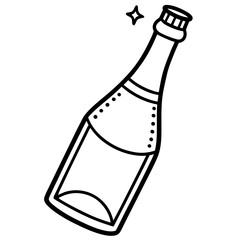 Stylized Champagne Bottle Line Art Concept