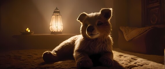 A cuddly character resting peacefully displaying warmth and charm surrounded by delightful visuals