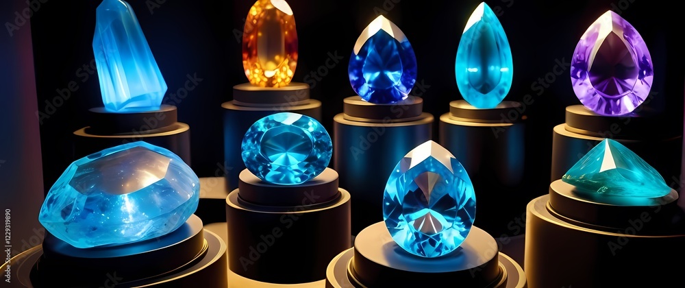 Wall mural a dazzling array of colorful gemstones displayed in a jewelers showcase