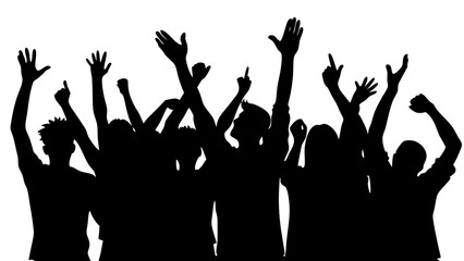 Cheerful Silhouetted People in Celebration 