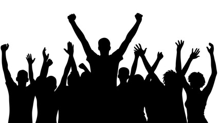 Cheerful Silhouetted People in Celebration 