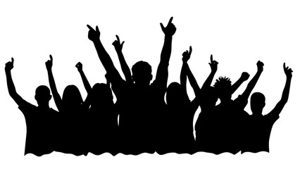 Cheerful Silhouetted People in Celebration 