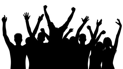 Cheerful Silhouetted People in Celebration 