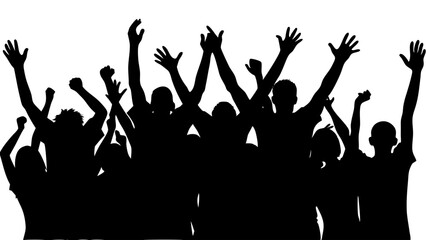 Cheerful Silhouetted People in Celebration 