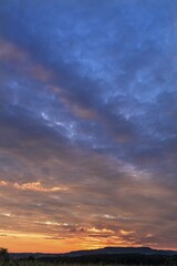 Sunset with cloud sky, Middle Franconia, Bavaria, Germany, Europe