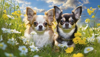 KI generated, animal, animals, mammal, mammals, one, single animal, Chihuahua, Mexican dog breed, (Canis lupus familiaris), two animals