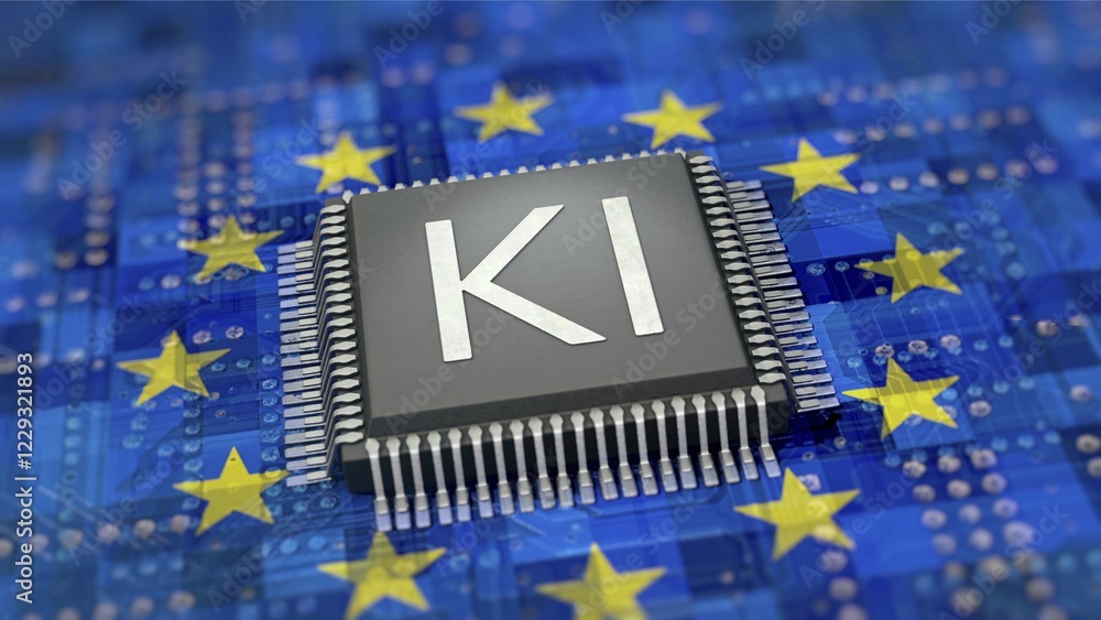 Poster symbolic image on the topic of the eu ai act, regulation on artificial intelligence