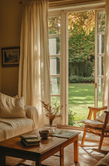 Cozy living space with garden view