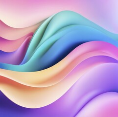 Fototapeta premium Abstract image with smooth, flowing waves in a vibrant gradient of pink, blue, teal, and purple, AI generated