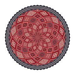 Vector round design element with traditional Russian embroidery symbols