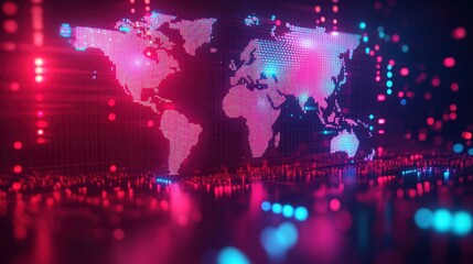 Obraz premium Global network data flow, futuristic display