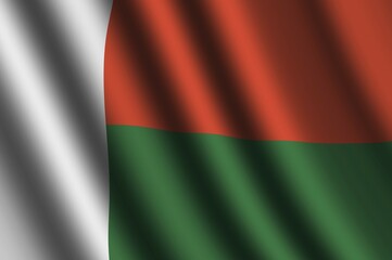 The Madagascar flag flying in the wind