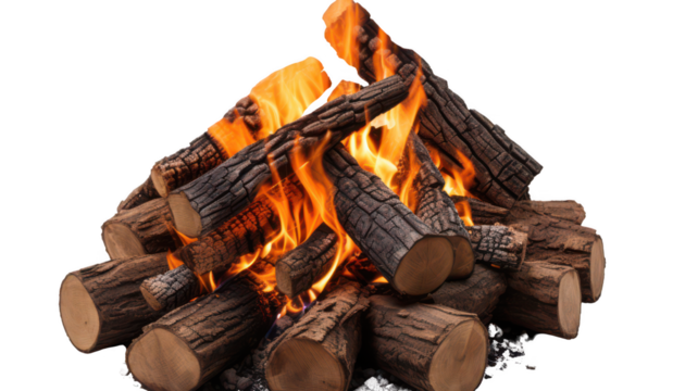 Burning fire isolated on transparent background