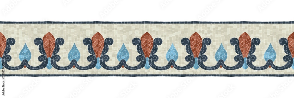 Poster horizontal border mosaic tiles, vector pattern