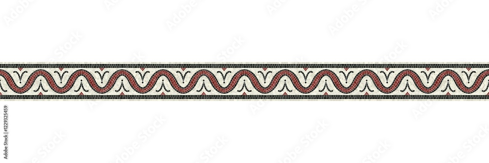 Poster horizontal border mosaic tiles, vector pattern