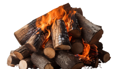 Burning fire isolated on transparent background