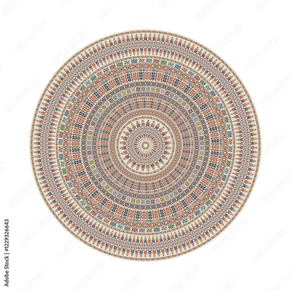 Poster circular pattern in traditional palestinian style, vector design element