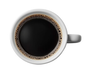 Top view of coffee cup on transparent background