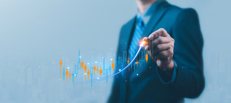 The financial market has seen significant growth with stocks showing a steady increase in revenue, and investors carefully analyzing data and statistics to buy and trade in the forex and crypto marke - Powered by Adobe