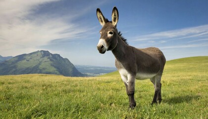 AI generated, animal, animals, mammal, mammals, biotope, habitat, one, individual, foraging, wildlife, donkey, donkey (Equus asinus), Majorca