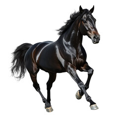 Obraz premium Black horse running on white background 