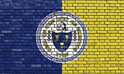 Flag of Trenton painted on brick wall