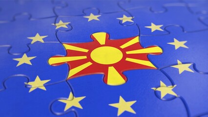 Symbolic image on the topic of North Macedonia and the EU