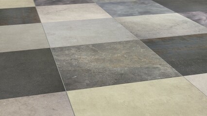 Tiles in various designs laid as flooring