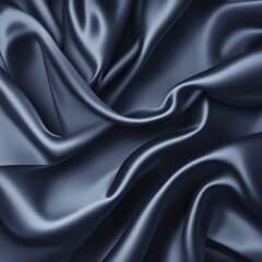 Obraz premium Flowing blue silk fabric with a smooth and luxurious texture, draped elegantly, AI generated