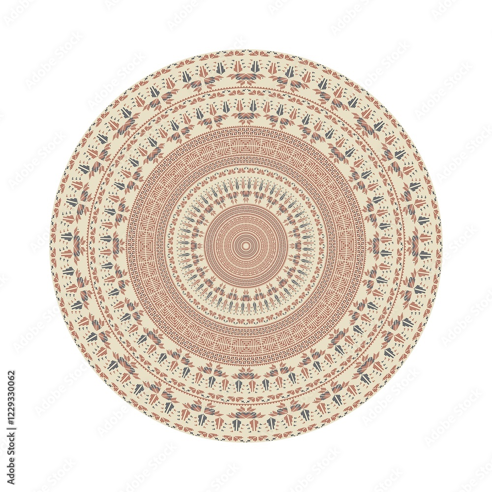 Poster circular pattern in traditional palestinian style, vector design element