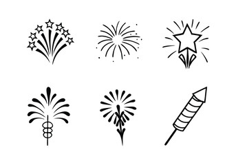 Firework Icons Set - Celebration and Festival Vector Illustrations