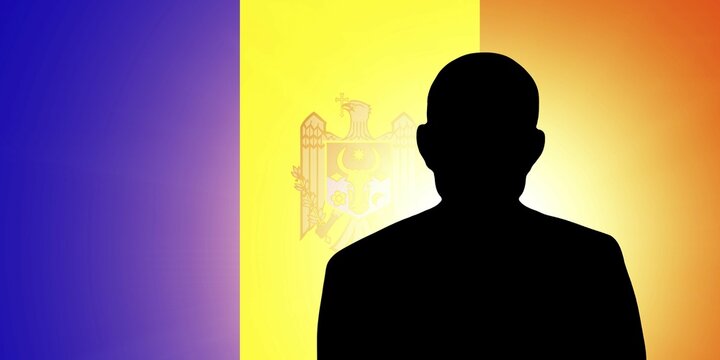 The Moldovan flag and the silhouette of an unknown man