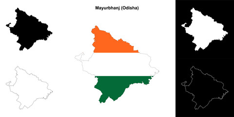 Obraz premium Mayurbhanj district (Odisha) blank outline map set