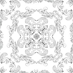 Hand drawn seamless floral pattern on a white background, vector textile template