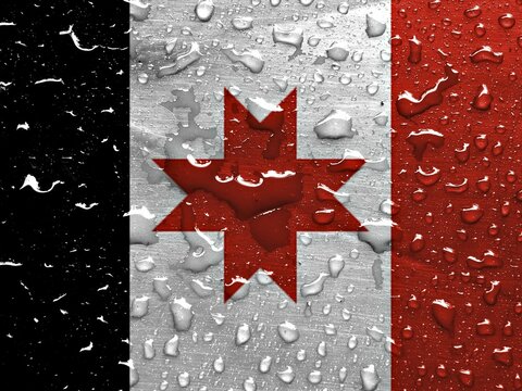 Flag of Udmurtia with rain drops