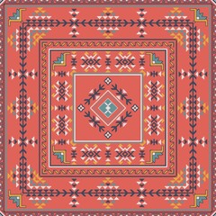 Traditional Georgian folk art embroidery vector pattern