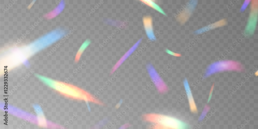 Wall mural light effect and zigzag ribbon falling from above on a beam of light, tinsel vector