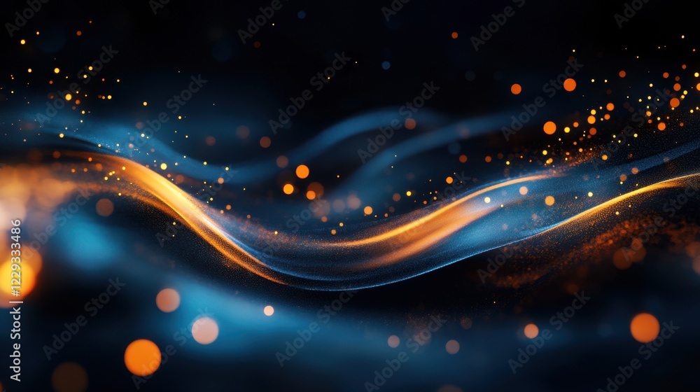 Poster abstract waves of blue and orange light creating a mesmerizing background