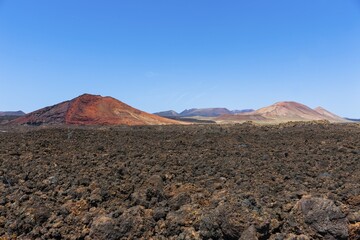 Lava rocks, mountains, National Park Montana del Fuego de Timanfaya, Lanzarote, Canary Islands,...