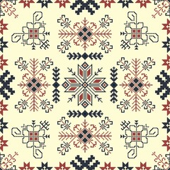 Traditional Latvian embroidery seamless pattern, vector illustration
