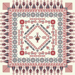 Traditional Palestinian Embroidery Pattern in colors, editable vector composition