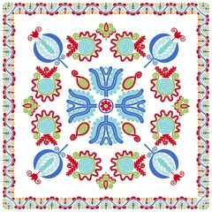 Seamless pattern design inspired by traditional Hungarian embroidery