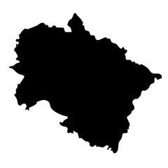 Hand drawn black map of Uttarakhand, Indian state. Silhouette, geography. Vector isolated on white background	