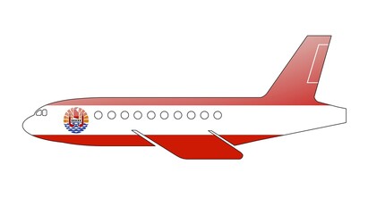 Naklejka premium The French polynesia flag painted on the silhouette of a aircraft. glossy illustration