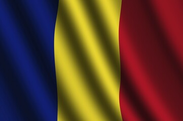 The Romania flag flying in the wind